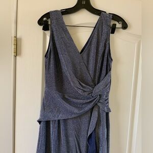 Sequin Dress Sparkle Sleeveless Prom Wedding Gorgeous LARGE Dusty Blue